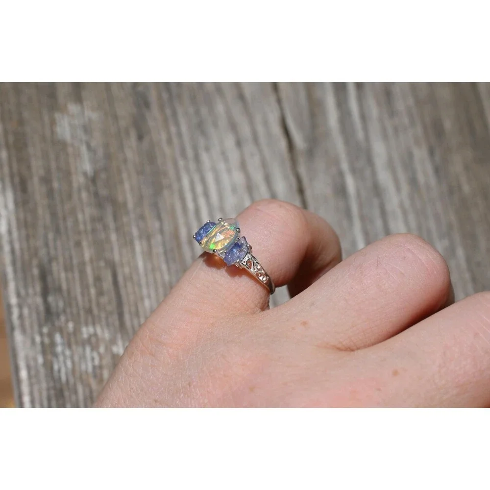 Oval Ethiopian Opal Ring – Iridescent Gem in Sterling Silver – October Birthston